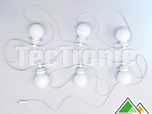Lumière d'ambiance pour votre tonnelle de fête:: 6 sphères avec lampes de 25 watts à châine de 10 m