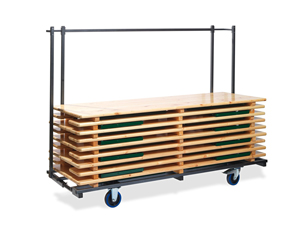 Chariot en acier pour 10 ensembles de brasserie ou 20 tables buffet de 220 cm