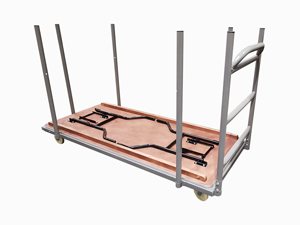 Chariot de transport en acier pour 15 tables pliantes en bois de 183 cm