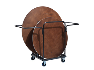 Chariot en acier pour 8 tables pliantes rondes en bois