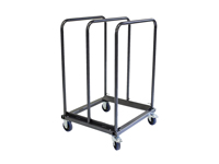 Chariot en acier thermolaqué avec 2 roues fixes et 2 pivotantes avec frein
