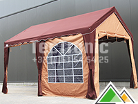 Tente de fête 3x4 avec des parois en polyester bordeaux et beige