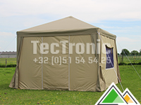 Tente de réception 3x3 avec toit beige et parois latérales sables