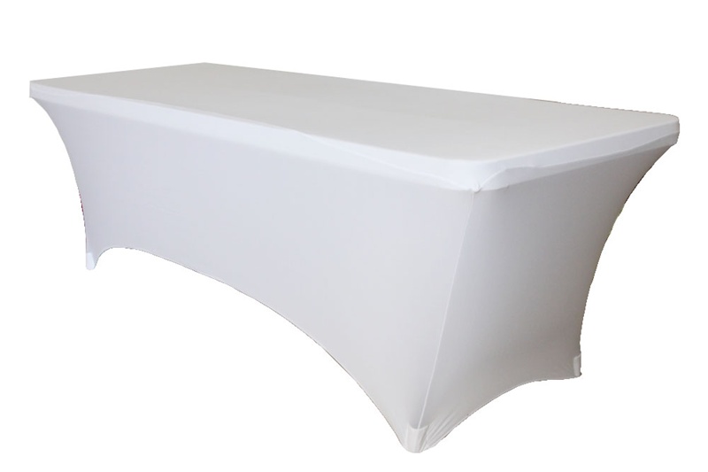 Housse stretch blanche pour buffet rectangulaire