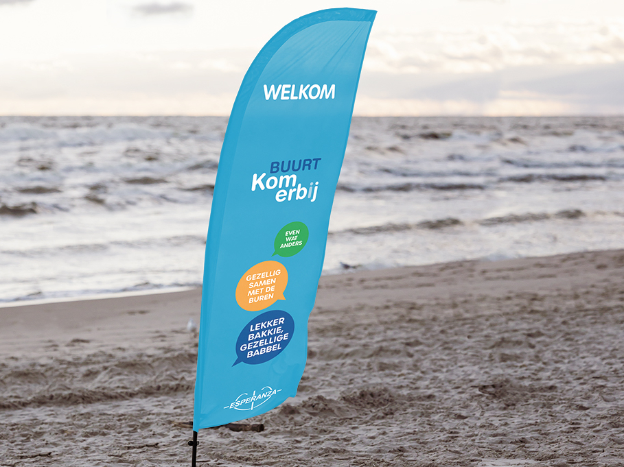 Bedrukte beachvlag