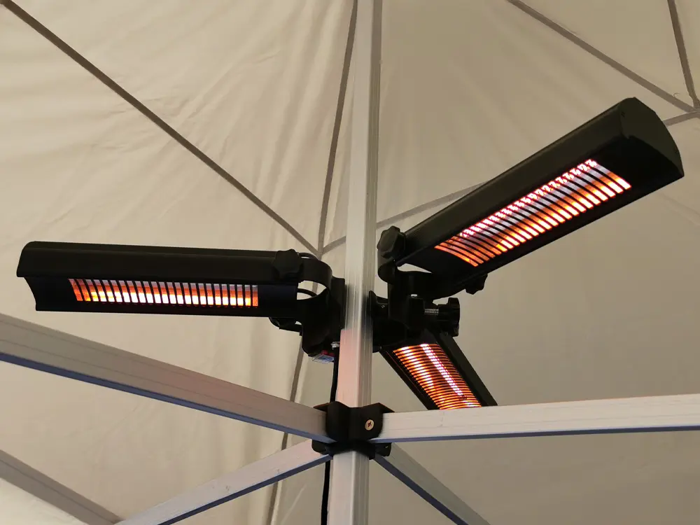 3 verwarmers voor gerichte warmte in een straal van zo’n 15 m²