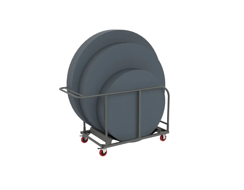 Transportkar met ronde klaptafels