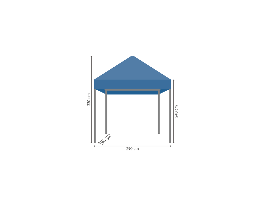 Vouwtent 3 x 3 m S40 afmetingen