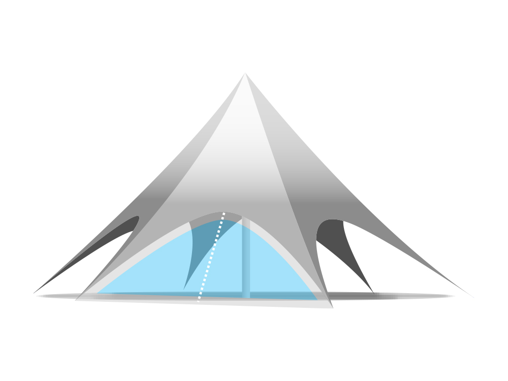 Pièce tente étoile 16 m : paroi pvc - transparente