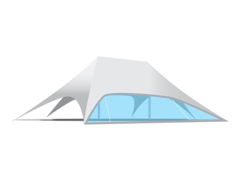 Pièce tente étoile twin 12 m : paroi pvc transparente (côté long)