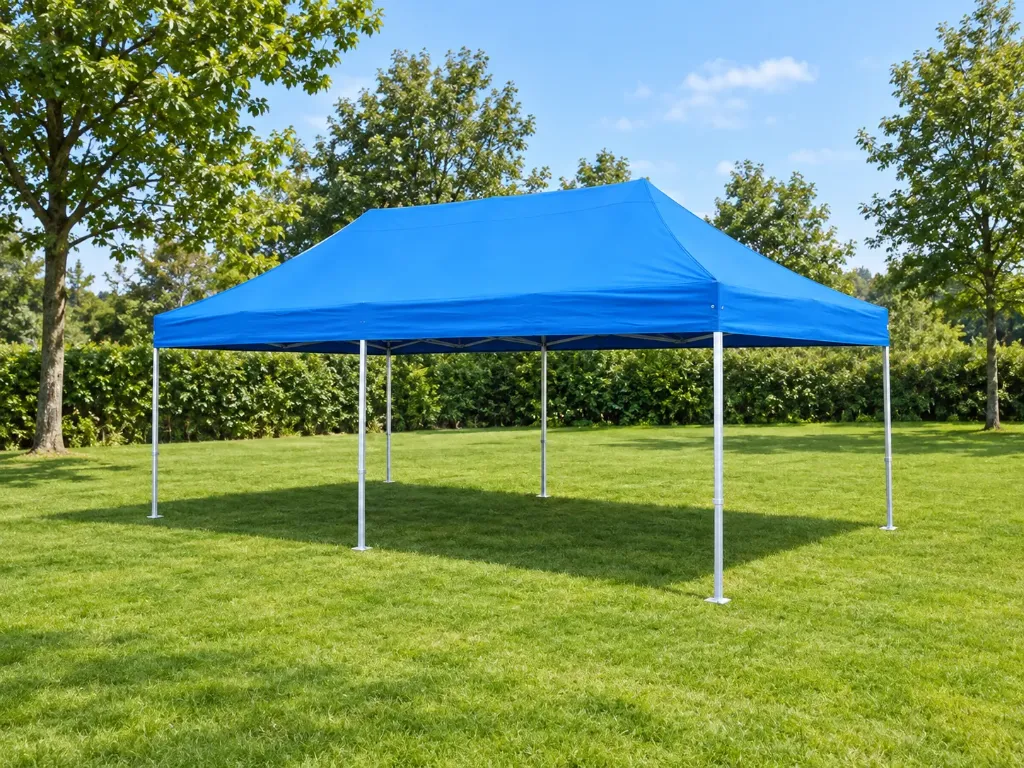 Fin de série: tente pliante 4 x 8 m Solid 50 bleu ciel (sans parois latérales)