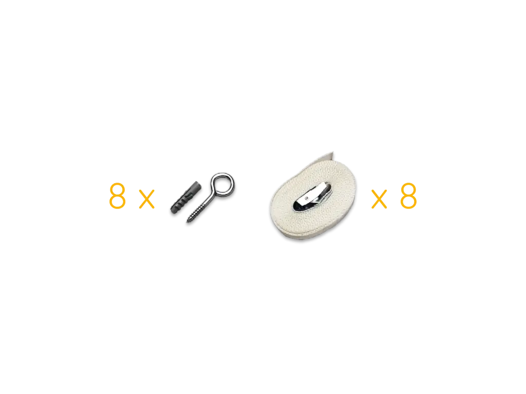 Kit de fixation tente de stockage  (4 x 8 m, 2 m, Dur, Sans cliquet)